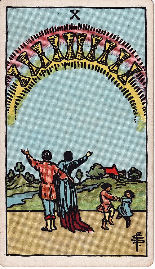 Ten of Cups tarot card, Rider–Waite–Smith deck