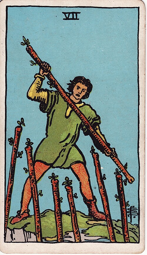 Seven of Wands tarot card, Rider–Waite–Smith deck