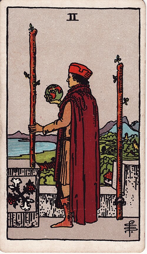 Two of Wands tarot card, Rider–Waite–Smith deck