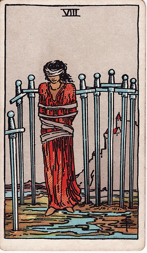 Eight of Swords tarot card, Rider–Waite–Smith deck