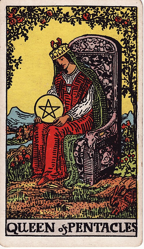 Queen of Pentacles tarot card, Rider–Waite–Smith deck