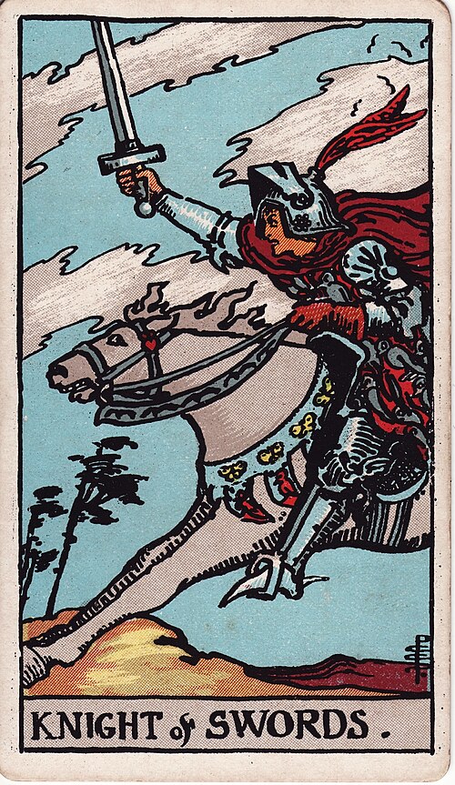 Knight of Swords tarot card, Rider–Waite–Smith deck