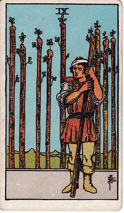 Nine of Wands tarot card, Rider–Waite–Smith deck