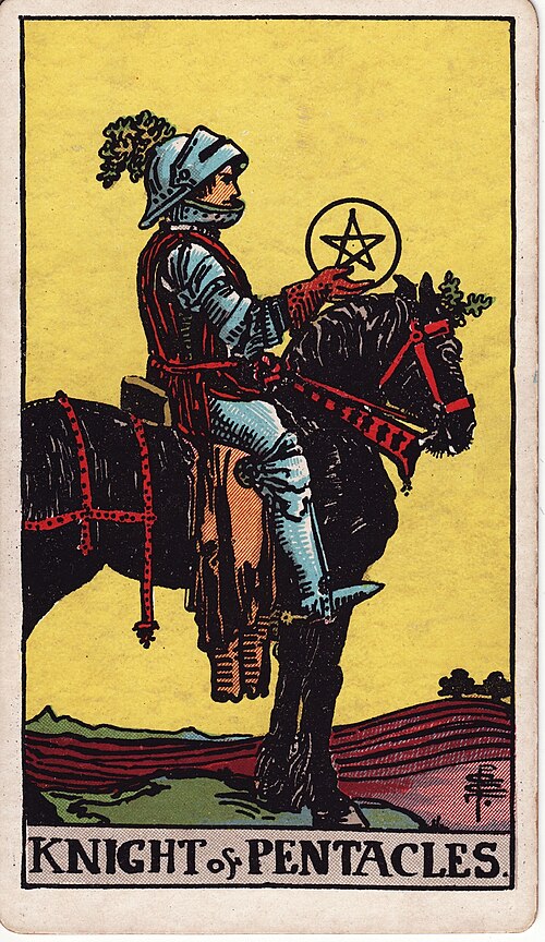 Knight of Pentacles tarot card, Rider–Waite–Smith deck