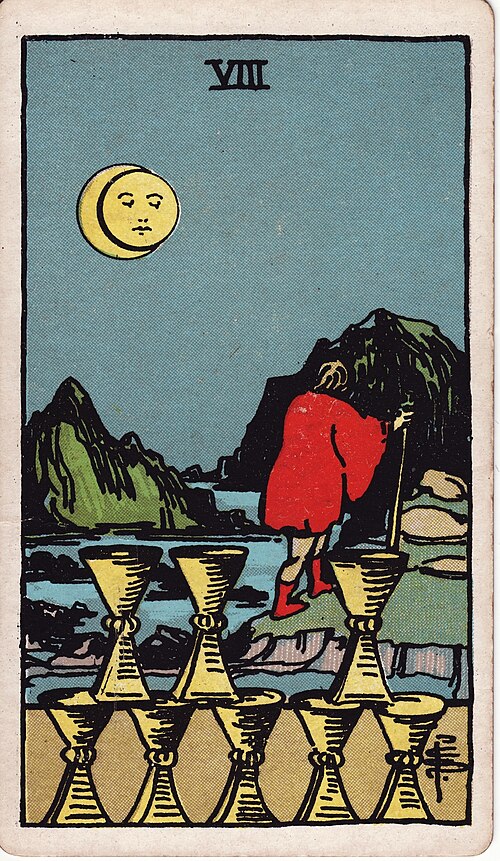 Eight of Cups tarot card, Rider–Waite–Smith deck