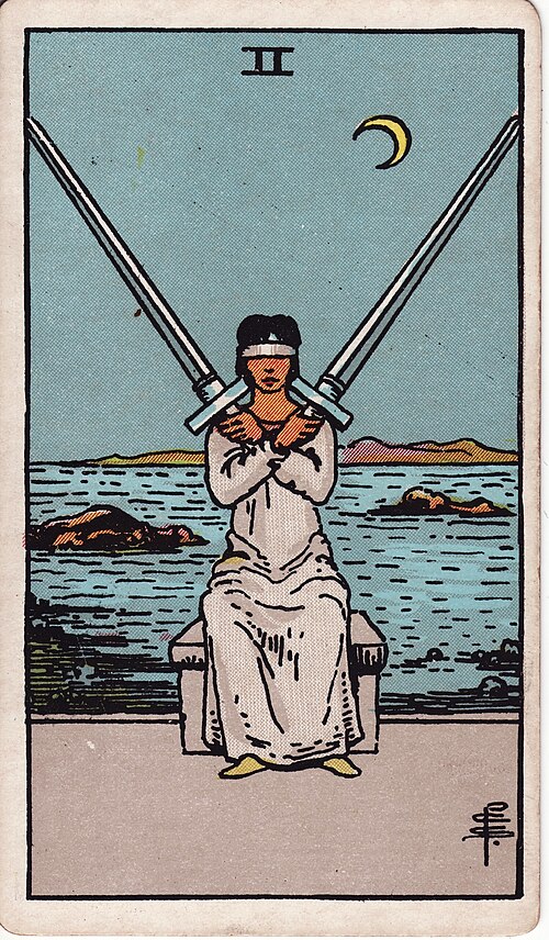 Two of Swords tarot card, Rider–Waite–Smith deck
