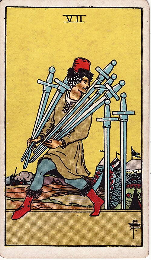 Seven of Swords tarot card, Rider–Waite–Smith deck