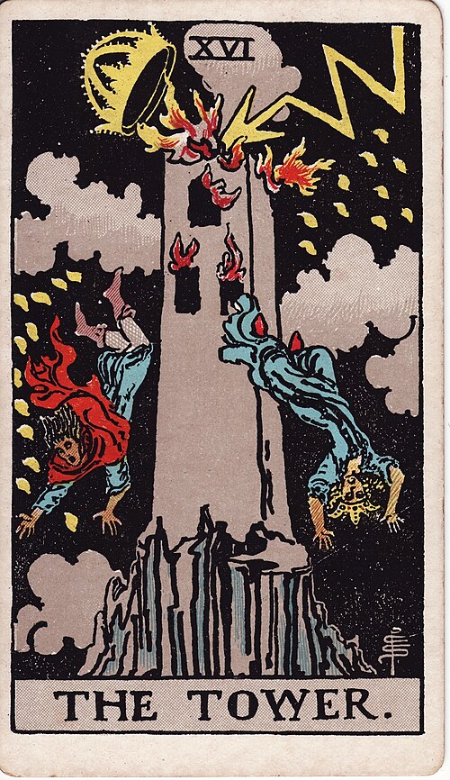 The Tower tarot card, Rider–Waite–Smith deck