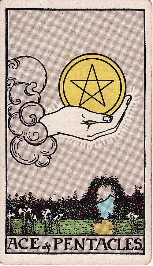 Ace of Pentacles tarot card, Rider–Waite–Smith deck