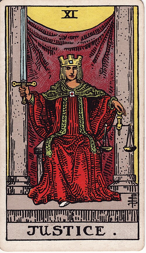 Justice tarot card, Rider–Waite–Smith deck