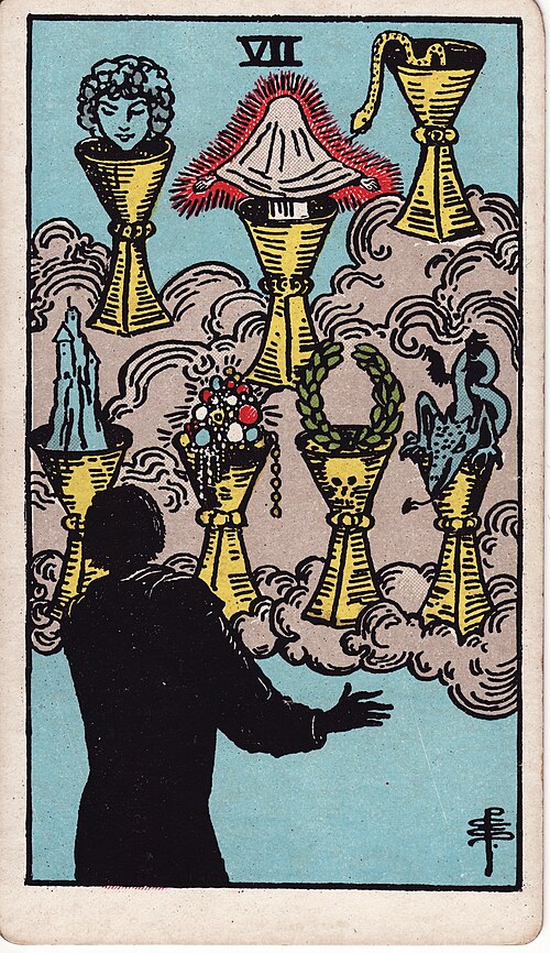 Seven of Cups tarot card, Rider–Waite–Smith deck