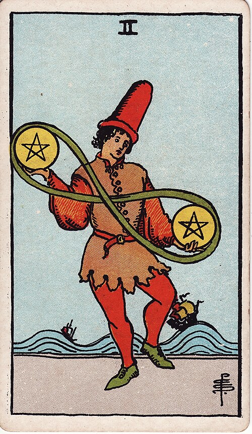 Two of Pentacles tarot card, Rider–Waite–Smith deck
